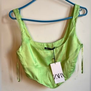 Zara Satin Apple Green Corset top (ADD ME TO A BUNDLE AND GET ME FOR FREE)